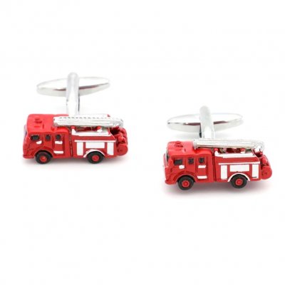 Bijoux et accessoires mariage Homme  - Boutons de manchette camion pompiers mail rouge : illustration