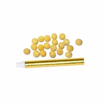 Dcoration de Baptme  - Sarbacane dore 18 cm + 20 boules jaune d'or : illustration