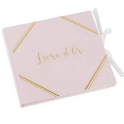 Accessoires De Mariage  - Livre d'or rose poudr et or 21x20cm  : illustration