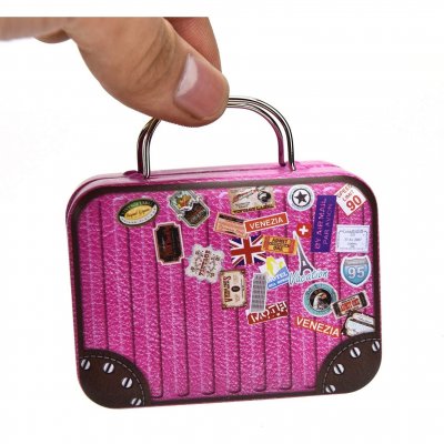 Dcoration de Baptme  - Bote  Drages Valise Rose Mariage Thme Voyage : illustration