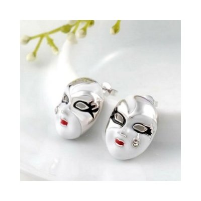 Bijoux de Mariage  - Boucles clou doreille Masque de Pierrot : illustration