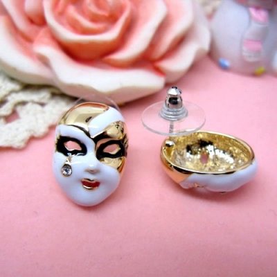 Cadeaux Mariage  - Boucles clou doreille Masque de Pierrot dor : illustration