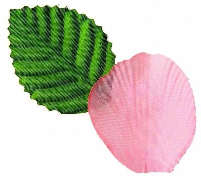 Dcoration de Table Mariage  -  100 Ptales de Rose Artificiels Rose avec Feuilles : illustration