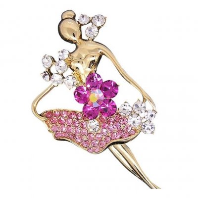 Mariage thme danse  - Broche Femme Plaqu Or Oxyde de Zirconiium Rose
