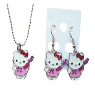 Bijoux Hello Kitty  - Parure argent bijou enfant Hello Kitty mail laqu : illustration