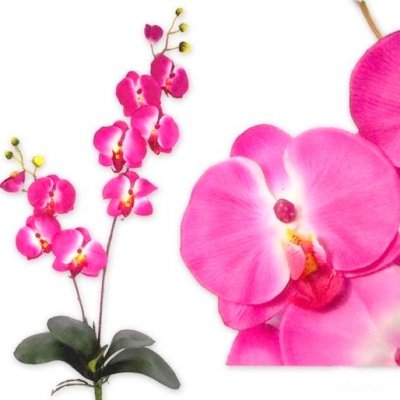 Fleurs dcoratives mariage  - Orchide artificielle rose 70 cm + 4 feuilles : illustration