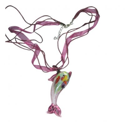 Colliers et pendentifs Mariage  - Pendentif Dauphin en verre souffl : illustration