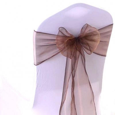 Decoration Mariage  - Nuds de chaise en organza chocolat lot de 10 : illustration