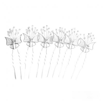 Bijoux de Mariage  - 6 Epingles Cheveux Mariage Papillon Argent  : illustration