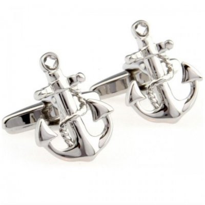 Accessoires De Mariage  - Boutons de manchette ancre marine argent : illustration