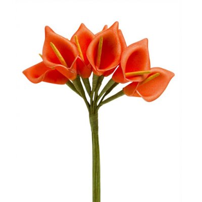 Décoration de Table Mariage  - Fleur Mariage - 12 petites Arum sur tige - orange  : illustration