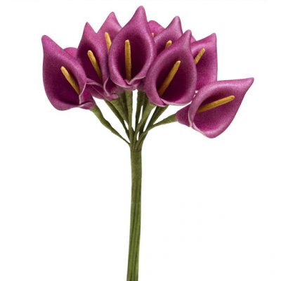 Dcoration de Table Mariage  - Fleur Mariage - 12 petites Arum sur tige - prune : illustration