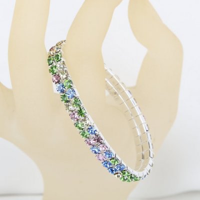 Mariage et Accessoires  - Bracelet Extensible Strass Multicolor 2 Rangs : illustration