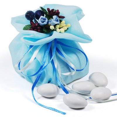 ARCHIVES  - Sac et sachets drages bleu : mariage baptme  (lot ... : illustration