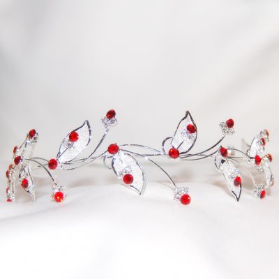 Bijoux de Mariage  - Diadme Mariage Serre-tte Argent Cristal Rouge et ... : illustration