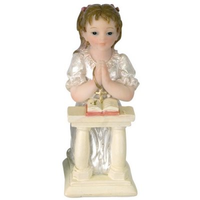 ARCHIVES  - Figurine Sujet Communion Fille Agenouille 7,5 cm : illustration