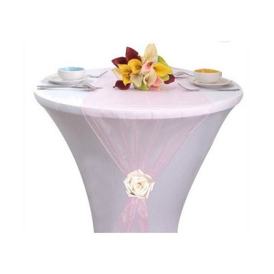 Dco de table Communion  - Chemin de Table Organza Rose (Lot de 5) : illustration