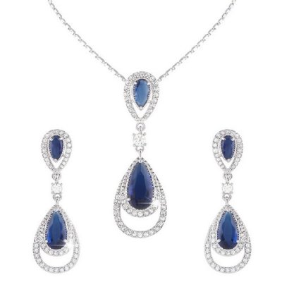 Bijoux de Mariage  - Parure Bijoux Mariage Bleu Saphir : illustration