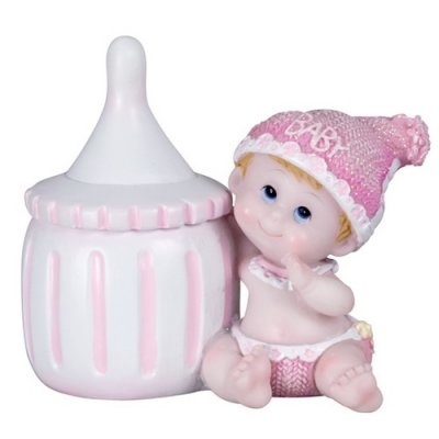 Bote de drages de Baptme  - Sujet Figurine Baptme Bb Fille Biberon  : illustration