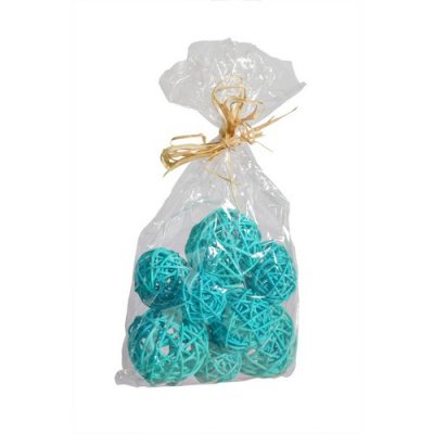 Dco de table Communion  - 9 boules rotin diamtre assortis turquoise Dcoration ... : illustration