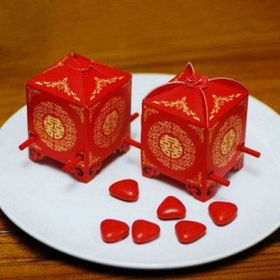 Dcoration de Table Mariage  - Botes  drages chine rouge et or deco table mariage : illustration