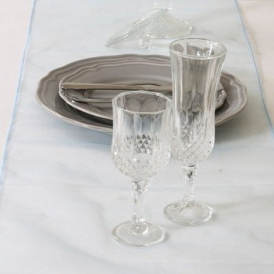 Chemins de table organza  - Chemin de Table Mariage Organza Bleu (Lot de 5) : illustration