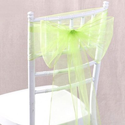 Dcoration de Salle de Mariage  - Noeud de Chaise Mariage Organza Vert Pomme x 10 : illustration