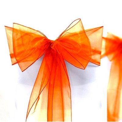 Decoration Mariage  - Noeud de Chaise Mariage Organza Orange x 10 : illustration