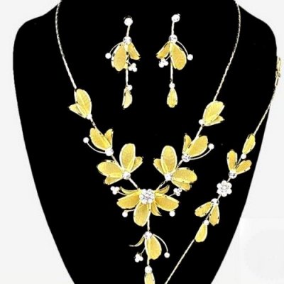 Parure de Mariage  - Parure Bijoux Mariage Ton Or Cristal Clair (3 pices) : illustration