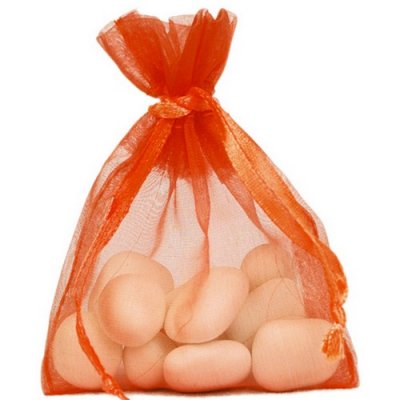 Dco de table Communion  - Sachet  Drages Organdi Orange (lot de 10) : illustration