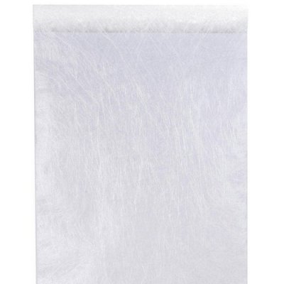 Dcoration de Table Mariage  - Chemin de Table Fanon Blanc 5 m x 30 cm : illustration