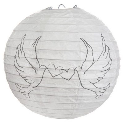 Dcoration de Salle de Mariage  - Lanterne Boule en Papier Colombe 20cm (Lot de 2) : illustration