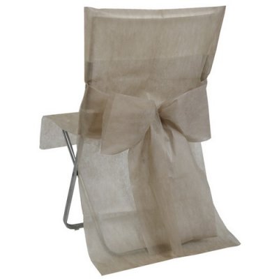 Dcoration de Salle de Mariage  - Housses de Chaise Mariage Taupe avec Noeud x 8 : illustration