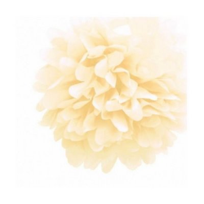 Boule Pompon Papier de Soie Ivoire 50 cm Déco Mariage