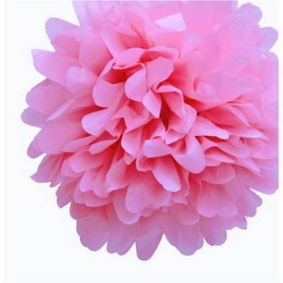 Décoration de Salle de Mariage  - Pompon boule en papier de soie rose 35 cm : illustration