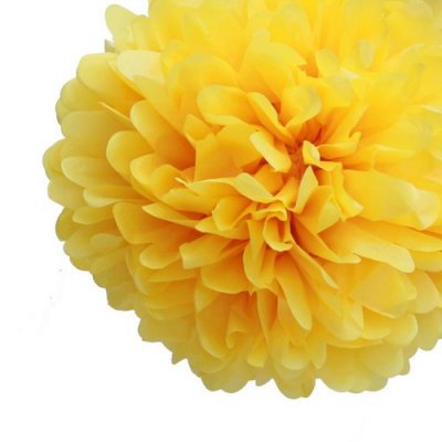 Boule Pompon Papier de Soie Jaune 50 cm 