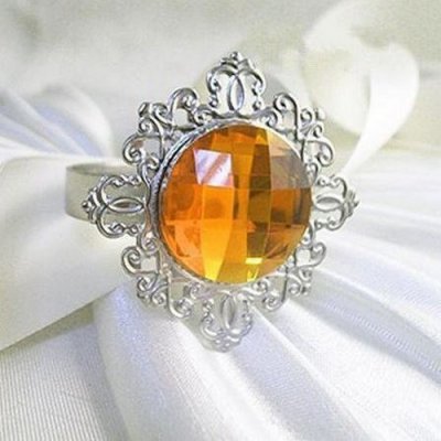 ARCHIVES  - Rond de serviette mariage bague diamant orange : illustration