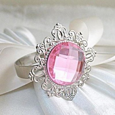 Décoration de Table  - Rond de serviette mariage bague diamant rose : illustration