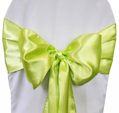 Dcoration de Salle de Mariage  - Noeud de chaise mariage satin vert anis : illustration