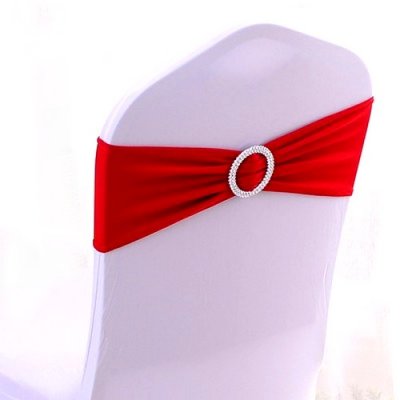 Décoration de Salle de Mariage  - 10 Noeuds ceinture de chaise mariage en lycra rouge : illustration