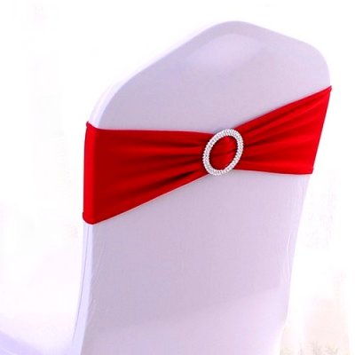 Noeuds de chaise de mariage  - 10 Noeuds ceinture de chaise mariage en lycra rouge : illustration