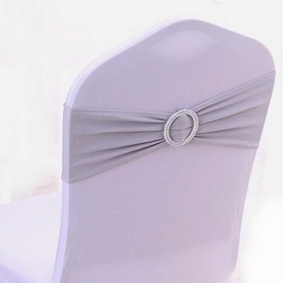 Decoration Mariage  - 10 Noeuds de chaise mariage en lycra argent : illustration