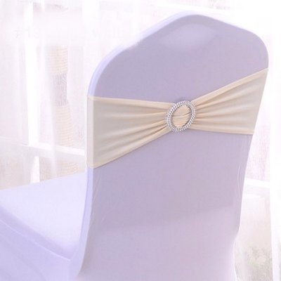 Dcoration de Salle de Mariage  - Noeud de chaise mariage en lycra beige / ivoire : illustration