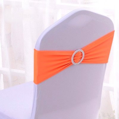 Décoration de Salle de Mariage  - Noeud de chaise mariage en lycra orange : illustration
