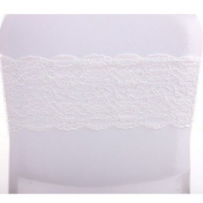 Noeuds de chaise de mariage  - Bandeau de Chaise Dentelle Blanche : illustration