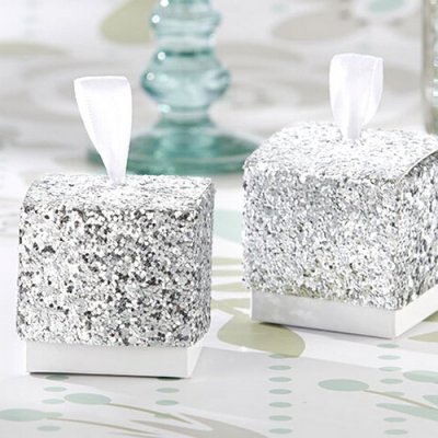 Dcoration de Table  - Bote  drages mariage  paillettes argent : illustration