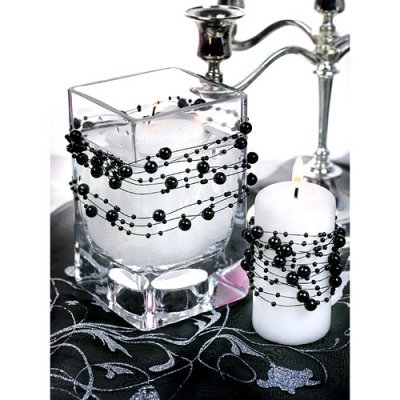 Guirlande, Banderole, Banniere mariage  - Guirlande de Perles Noires Dco Table Mariage  : illustration