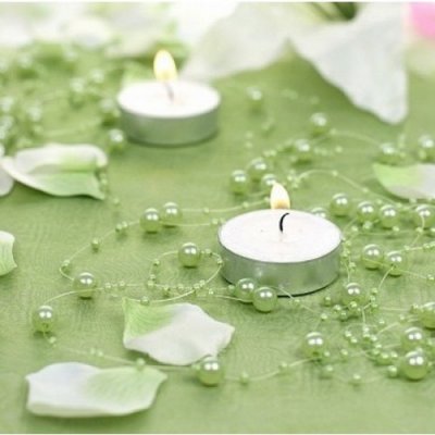 Décoration de Table Mariage  - Guirlande de Perles Vert Anis Décoration Mariage   : illustration