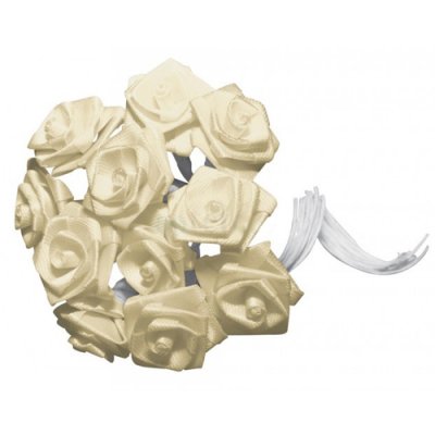 Décoration de Table  - 24 fleurs mini roses ivoire sur tige  : illustration