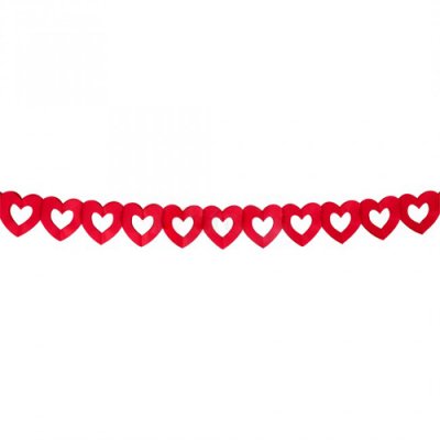 ARCHIVES  - Guirlande coeurs rouge 3,60 m en papier ignifugé : illustration